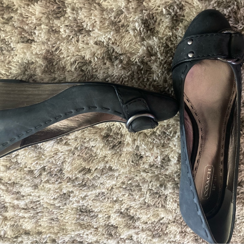Coach MILLIE VINT WAX CALF Wedge Heel Black Vintage Wax Leather Pumps Sz 6M. - Picture 11 of 11